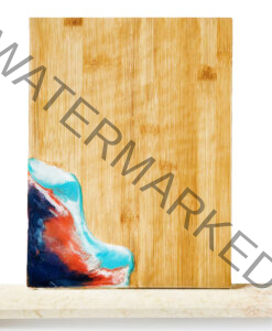 Large Bamboo Cutting Board with Resin Ocean Wave Art