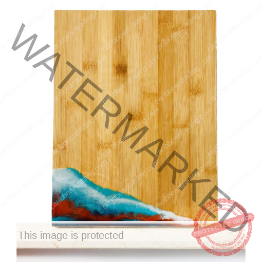 Medium Bamboo Cutting Board with Resin Ocean Wave Art - Image 3