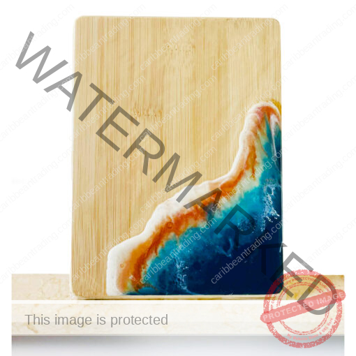 Small Bamboo Cutting Board with Resin Ocean Wave Art - Image 5