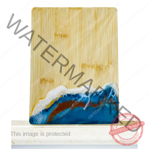 Small Bamboo Cutting Board with Resin Ocean Wave Art - Image 2