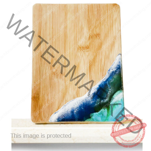 Small Bamboo Cutting Board with Resin Ocean Wave Art - Image 3