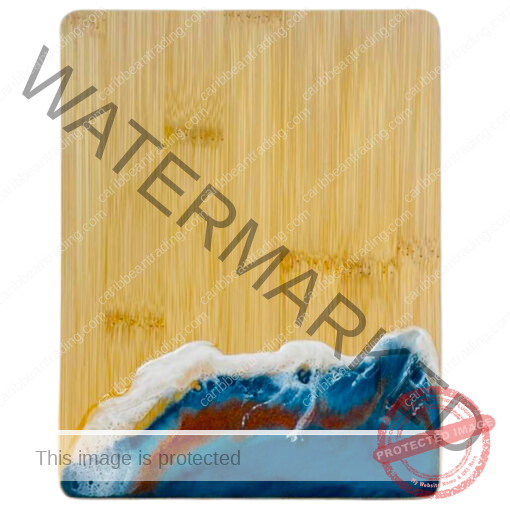 Small Bamboo Cutting Board with Resin Ocean Wave Art - Image 3