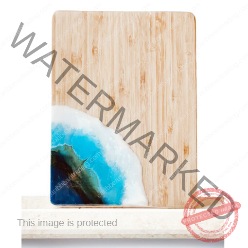 Small Bamboo Cutting Board with Resin Ocean Wave Art - Image 4