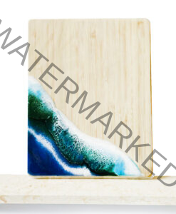 Small Bamboo Cutting Board with Resin Ocean Wave Art