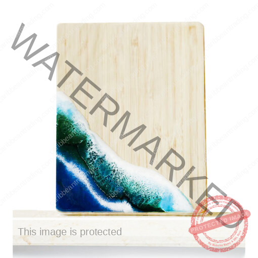 Small Bamboo Cutting Board with Resin Ocean Wave Art