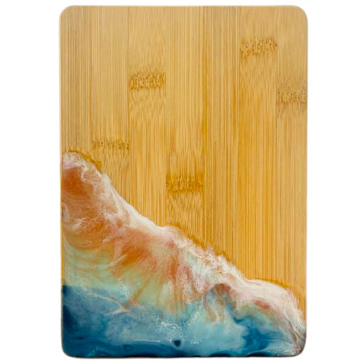 Small Bamboo Cutting Board with Resin Ocean Wave Art - Image 4