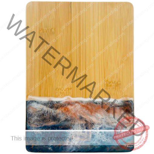 Small Bamboo Cutting Board with Resin Ocean Wave Art - Image 6