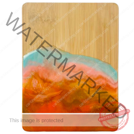 Small Bamboo Cutting Board with Resin Ocean Wave Art - Image 5