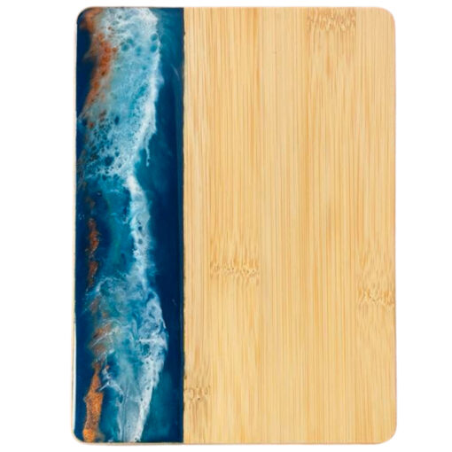 Small Bamboo Cutting Board with Resin Ocean Wave Art