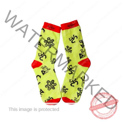 Tropical Socks Taino Symbols (Yellow)